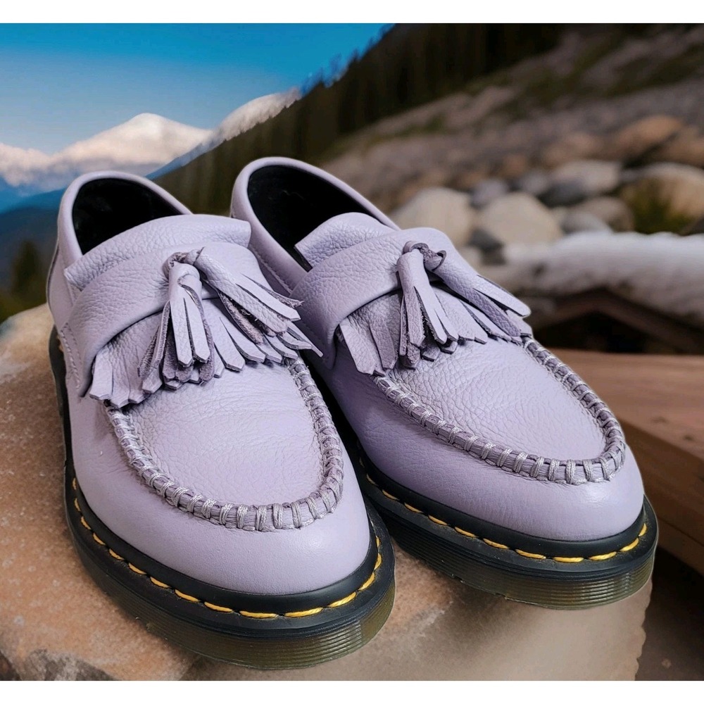 💜Dr. Martens Adrian Tassel Loafers Womens 8 Lavender Virginia Leather *c-video